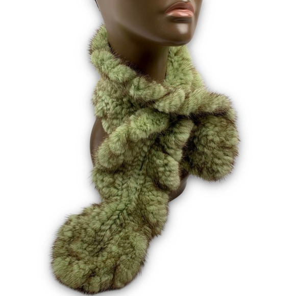 90's Parisian couture designer green mink scarf - Picture 15 of 15